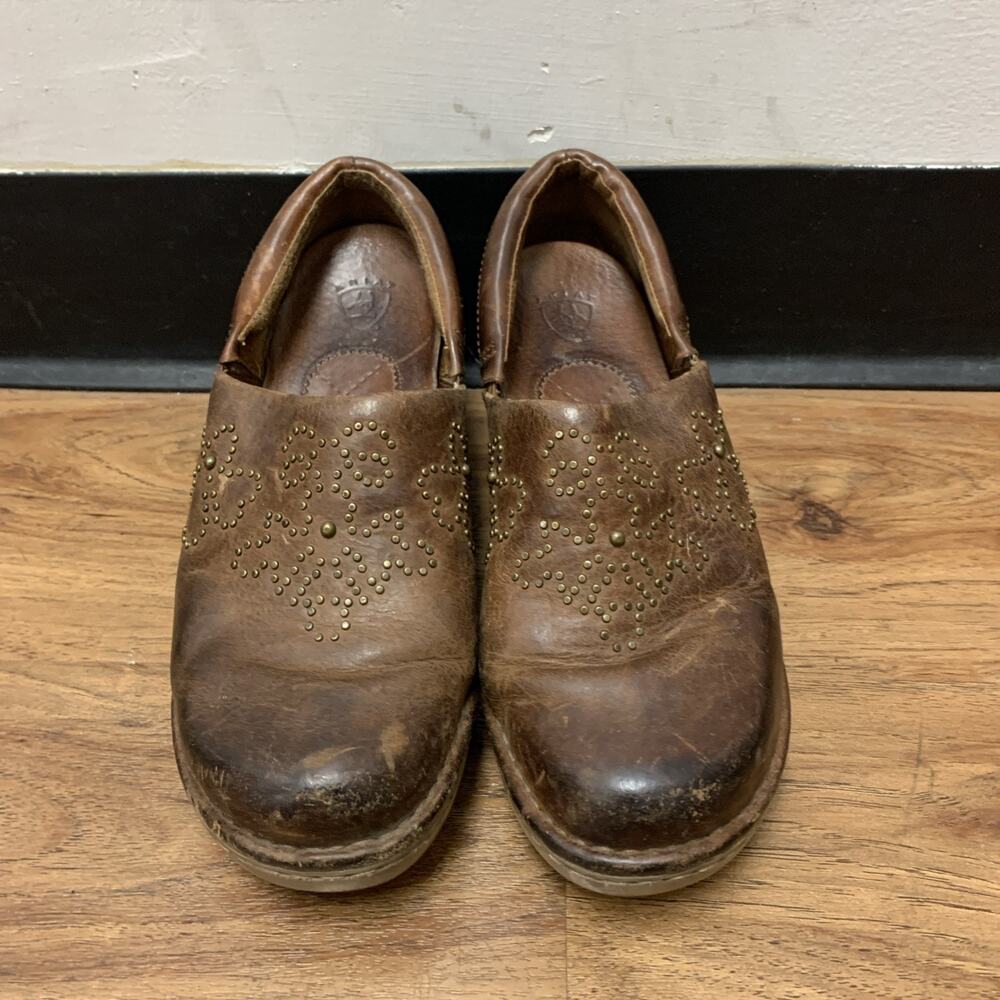 Ariat Shoes Ariat Western Studded Shoes Clog Women Sz 6.5 Comfort Leather Brown